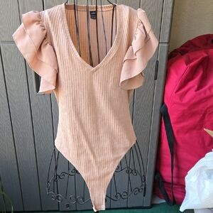 Forever 21 Peach Ruffled Bodysuit